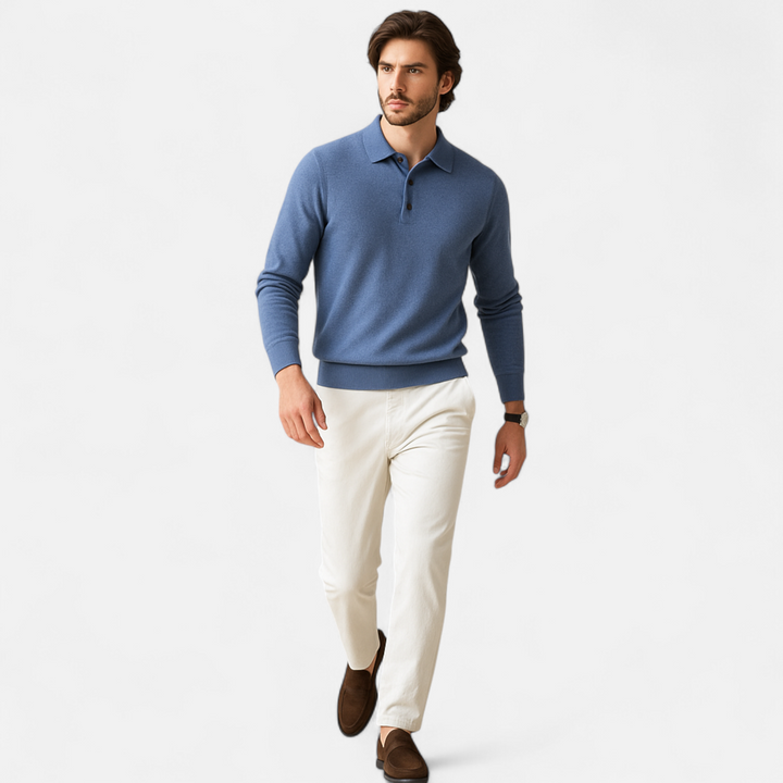 Charles Maison | Men’s Merino Wool Polo Sweater