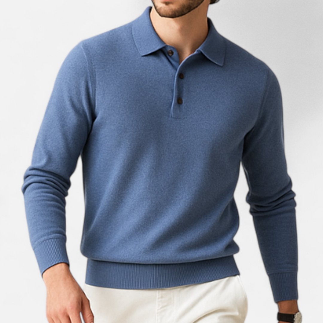 Charles Maison | Men’s Merino Wool Polo Sweater