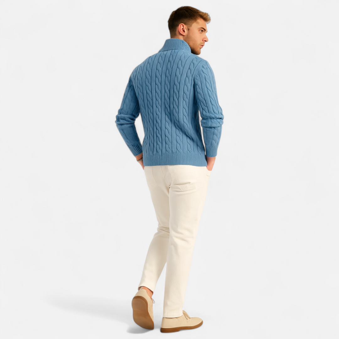 Charles Maison | Men’s Thick-Knit Turtleneck Zip Sweater