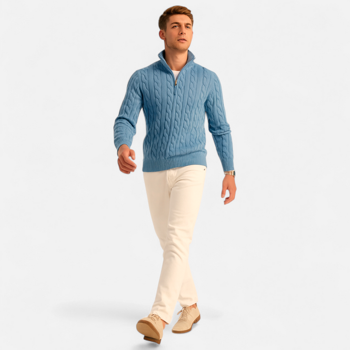 Charles Maison | Men’s Thick-Knit Turtleneck Zip Sweater