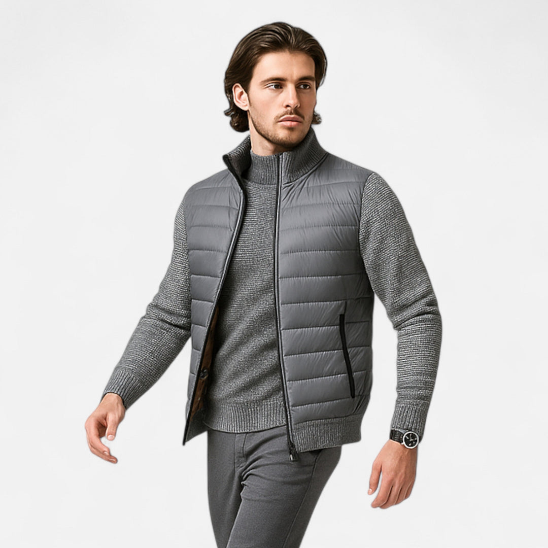 Charles Maison | Men’s Fleece Stand-Collar Patchwork Jacket