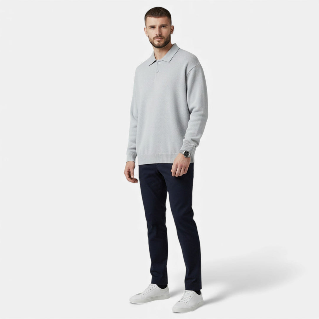 Charles Maison | Men’s Loose-Fit Button-Up Polo Sweater