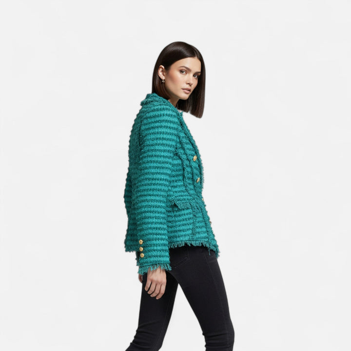 Charles Maison | Women’s Tweed Blazer – Slim Fit with Tassel Fringe