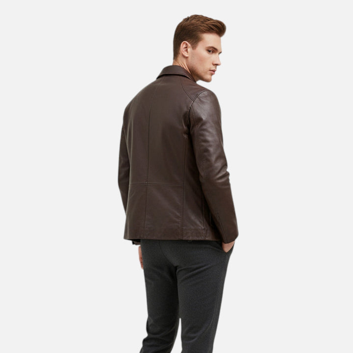 Charles Maison | Men’s PU Leather Jacket – Stand Collar Autumn Elegance