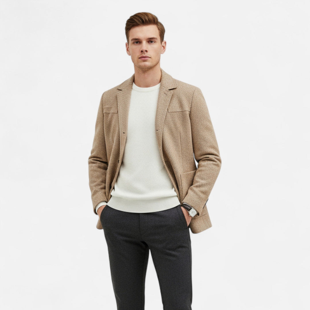 Charles Maison | Men’s Wool Blend Jacket – Business Lapel Elegance
