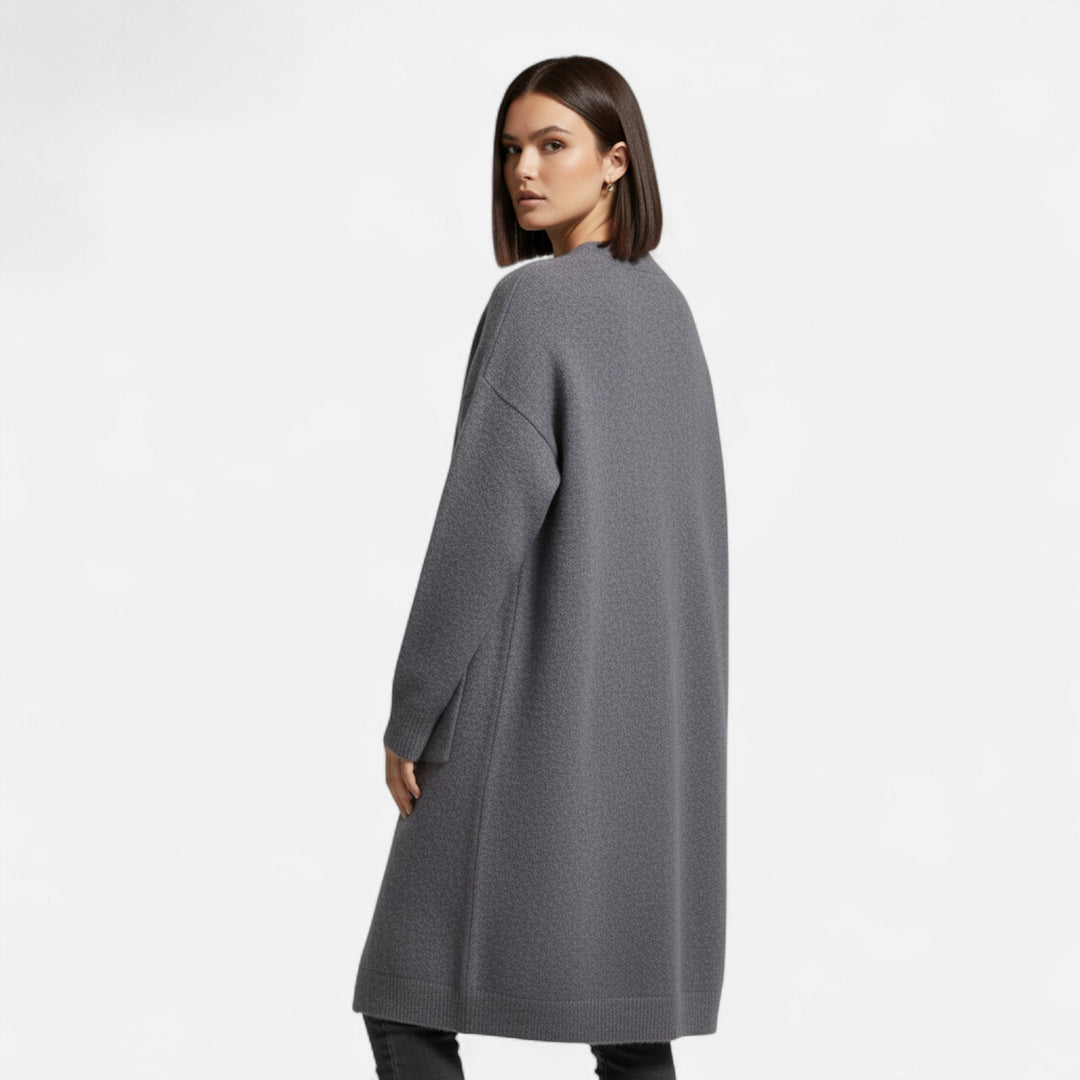 Charles Maison | Women’s Thick Knit Cardigan – V-Neck Autumn Warmth