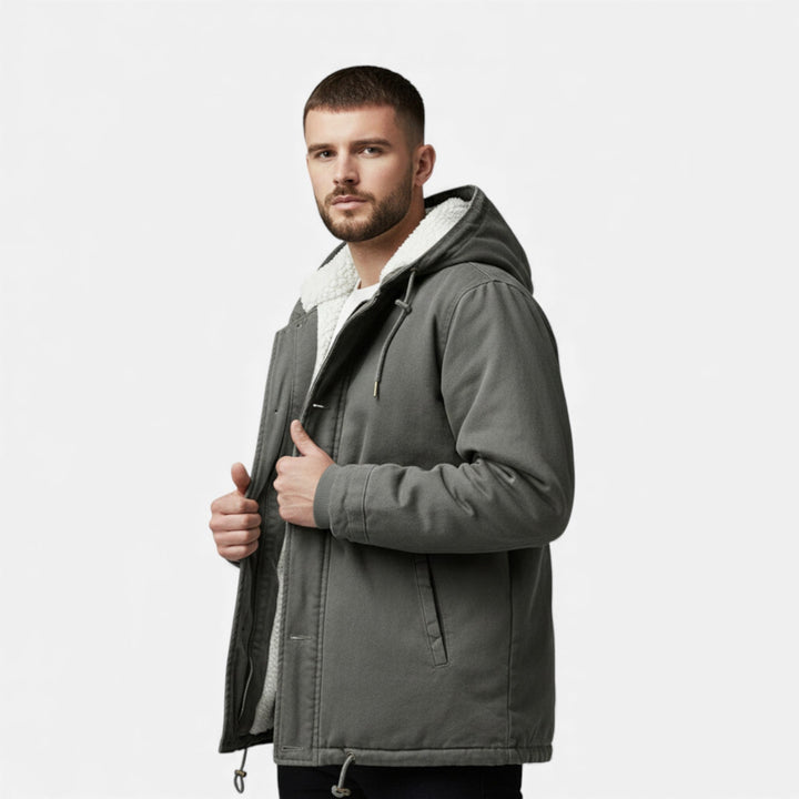Charles Maison | Men’s Lamb Fleece Hooded Winter Coat