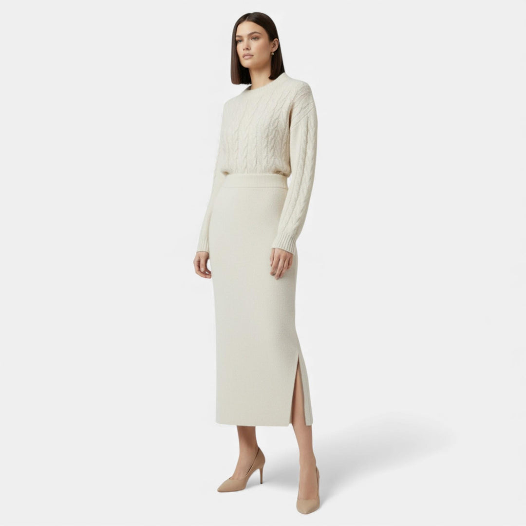 Charles Maison | Women’s Wool A-Line Split Midi Skirt