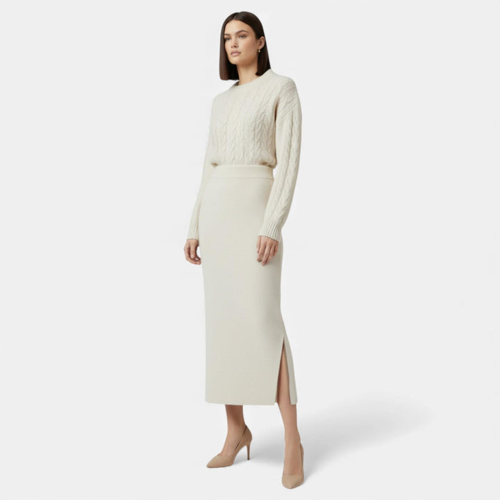Charles Maison | Women’s Wool A-Line Split Midi Skirt