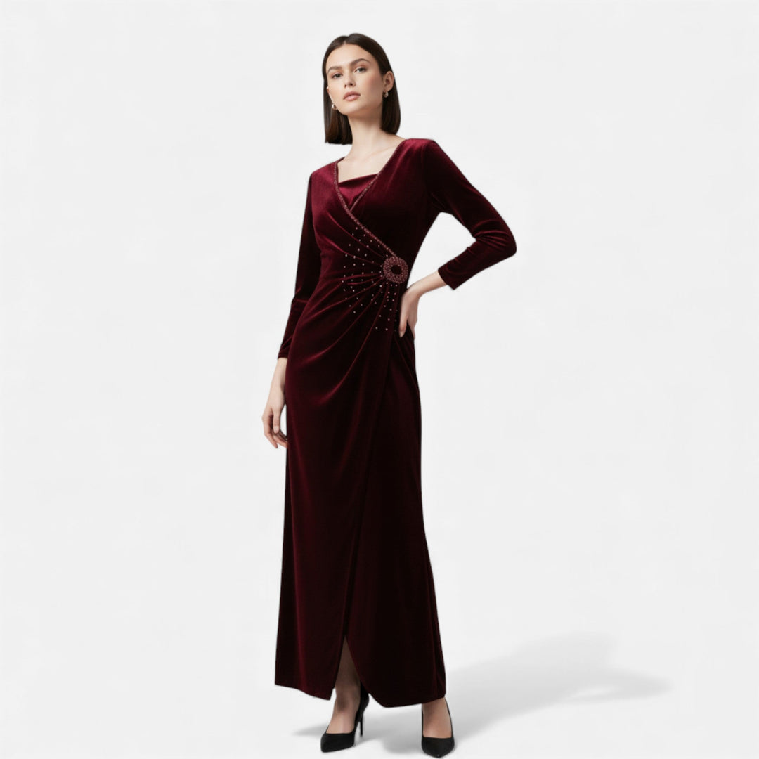 Charles Maison | Women’s Velvet Draped Wrap Dress