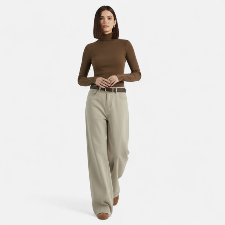 Charles Maison | Women’s High-Waist Cotton Trousers – Wide Leg Elegance