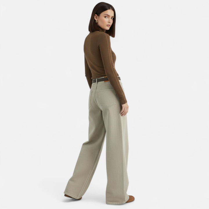 Charles Maison | Women’s High-Waist Cotton Trousers – Wide Leg Elegance