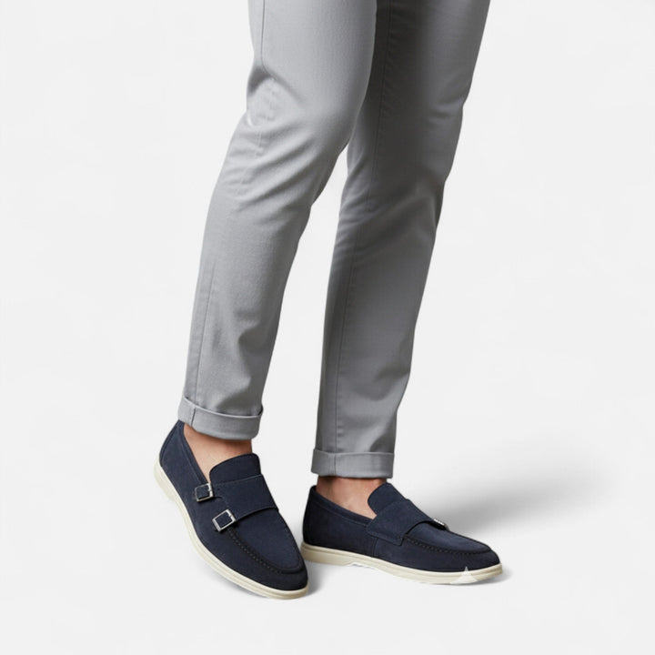 Charles Maison | Men’s Suede Monk Strap Loafers – Slip-On Elegance