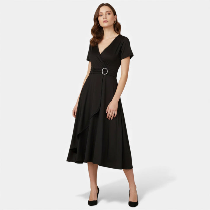 Charles Maison | Women’s Rhinestone V-Neck Asymmetrical Evening Dress