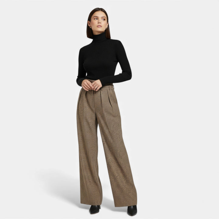 Charles Maison | Women’s Plaid High-Waist Wide-Leg Trousers