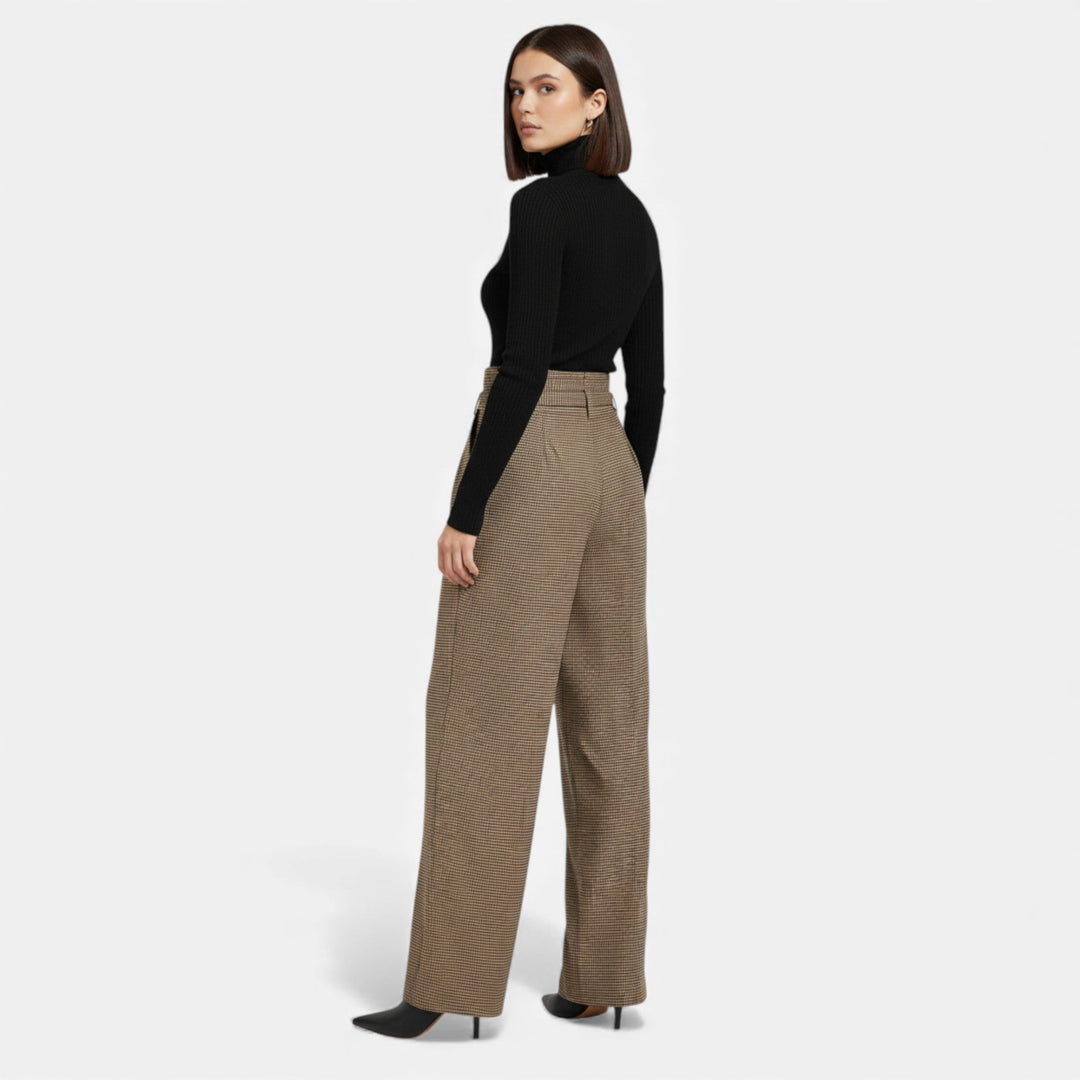 Charles Maison | Women’s Plaid High-Waist Wide-Leg Trousers