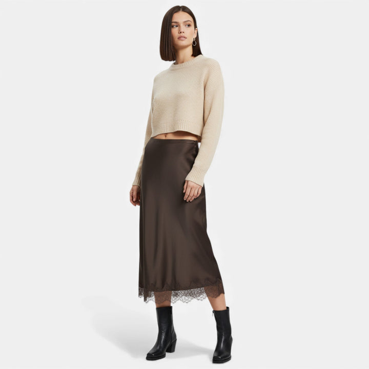 Charles Maison | Women’s Elegant Satin Midi Skirt