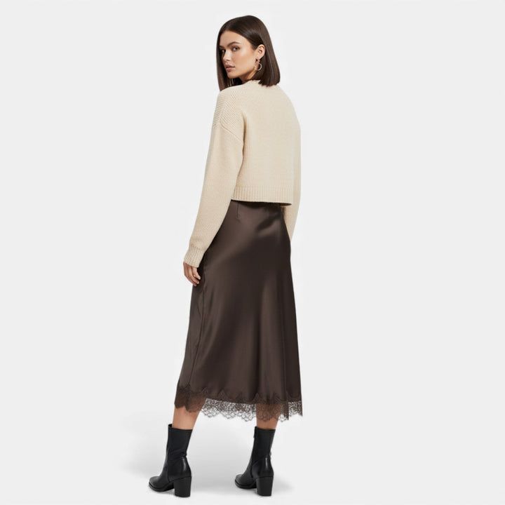 Charles Maison | Women’s Elegant Satin Midi Skirt