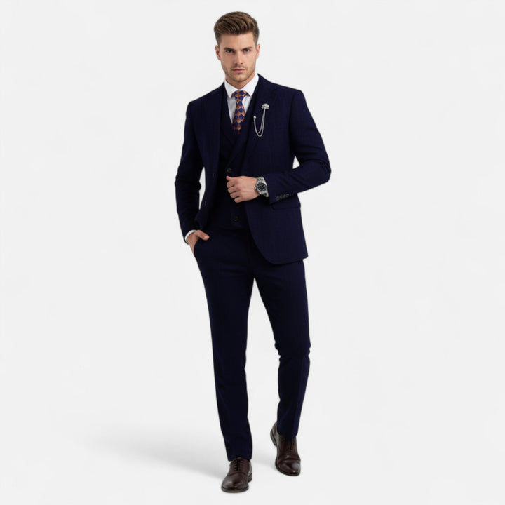 Charles Maison | Men’s 3-Piece Tweed Herringbone Double-Breasted Suit