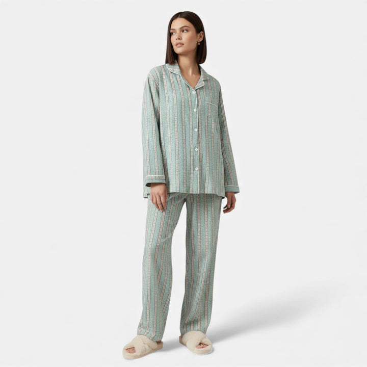 Charles Maison | Women’s Pure Cotton Pyjama Set with Cardigan Style