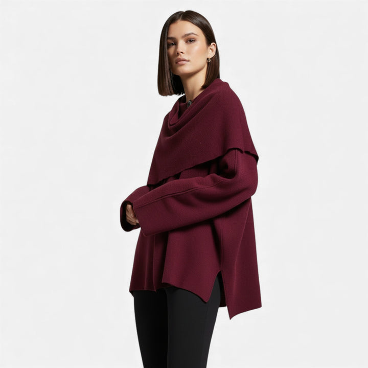 Charles Maison | Women’s Elegant Wool-Feel Poncho Cardigan