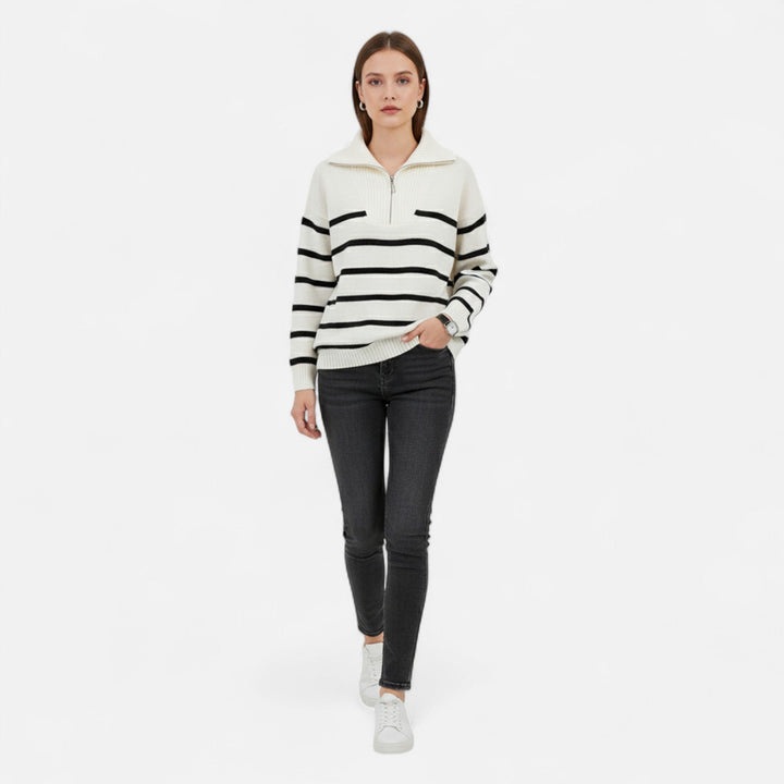 Charles Maison | Women's Striped Polo Sweater – Refined Autumn Heritage