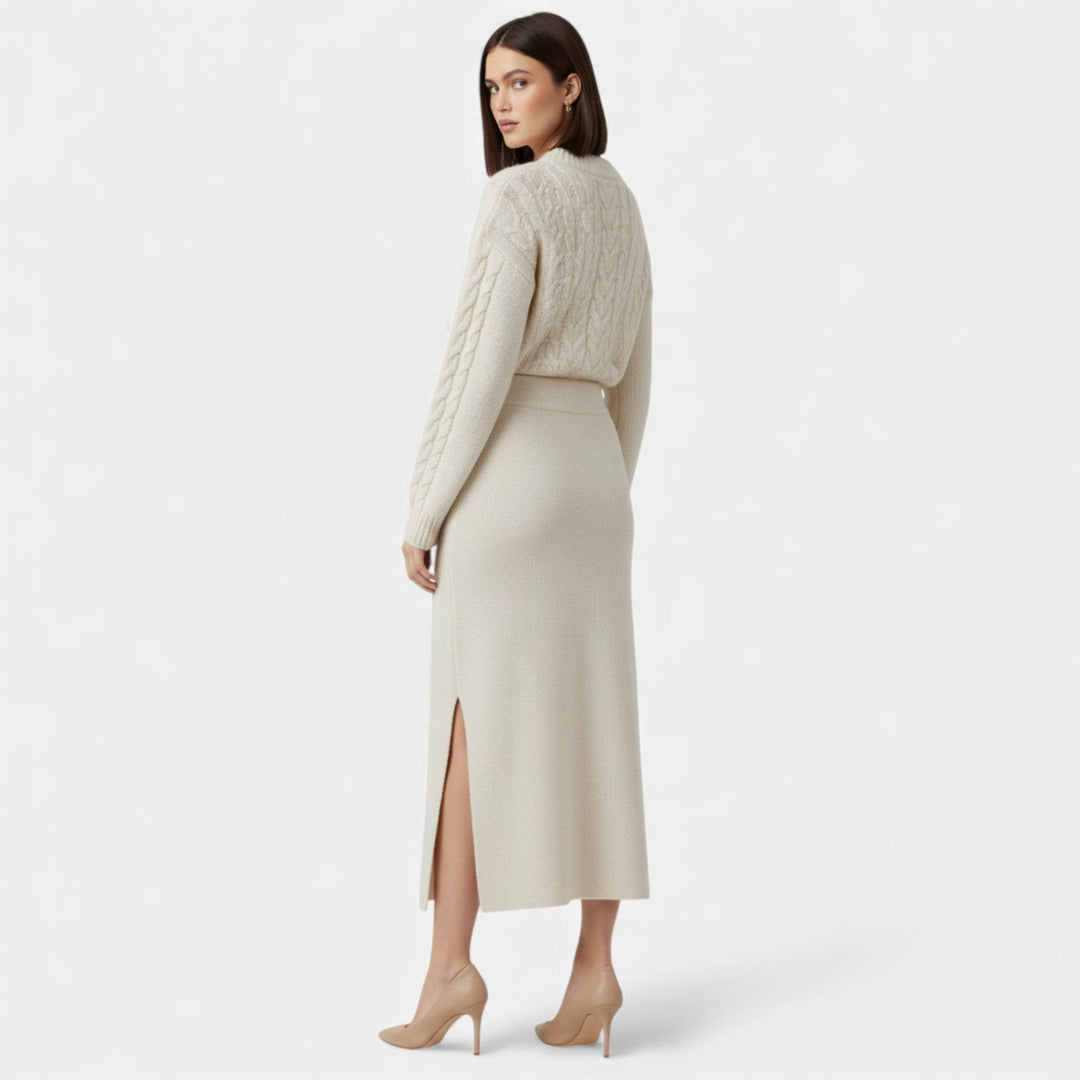 Charles Maison | Women’s Wool A-Line Split Midi Skirt