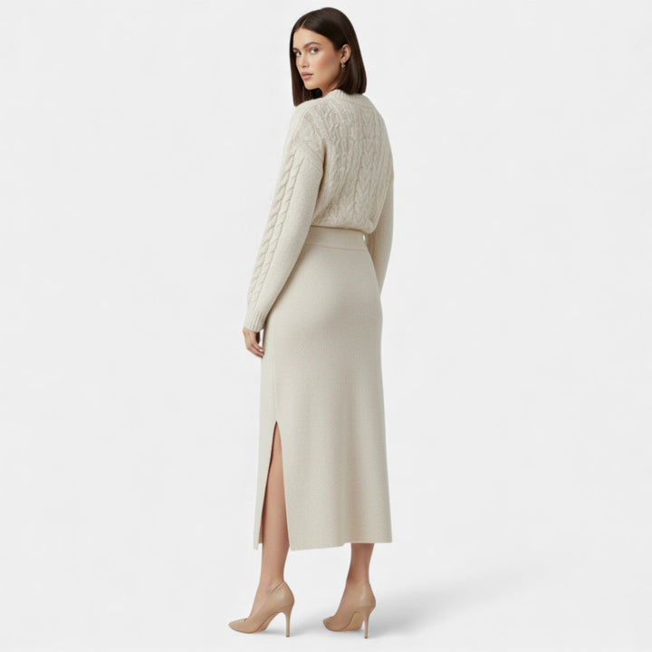 Charles Maison | Women’s Wool A-Line Split Midi Skirt