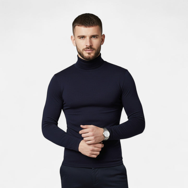 Charles Maison | Men’s Slim Fit Turtleneck Sweater – Autumn Winter Stretch