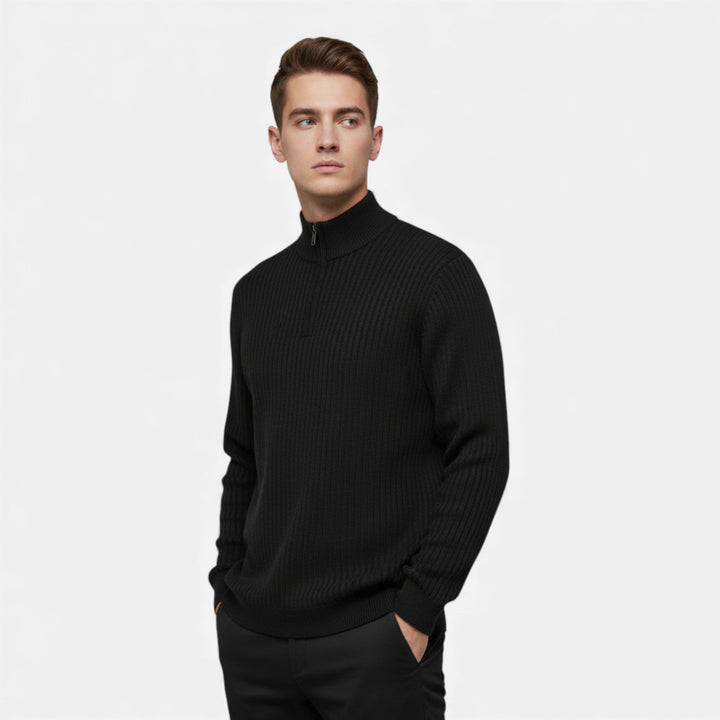 Charles Maison | Men’s Warm Minimalist Zippered Knit Sweater