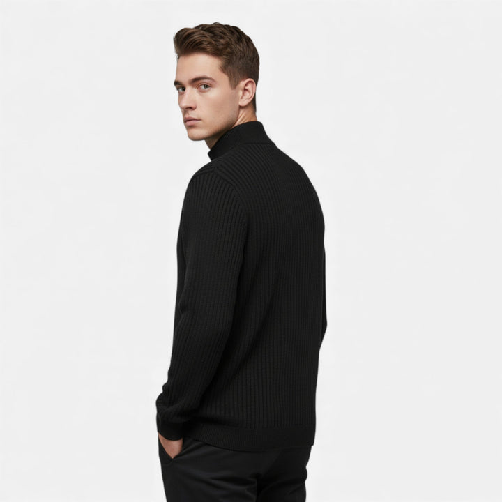 Charles Maison | Men’s Warm Minimalist Zippered Knit Sweater