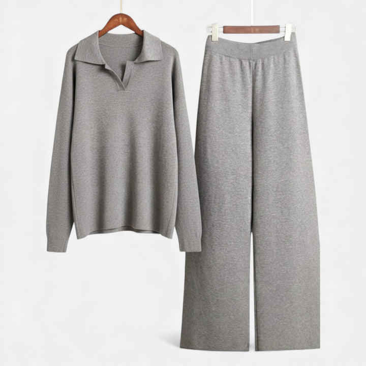 Charles Maison | Women’s Cashmere-Feel Polo Lounge Set with Elegant Knit Detail
