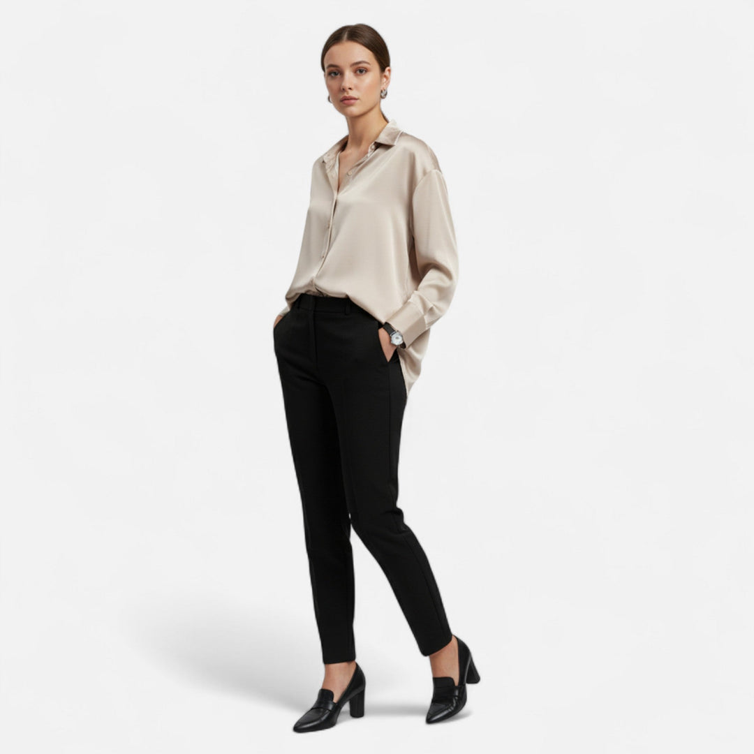 Charles Maison | Women’s Silk Satin Blouse – Autumn Poise Edition