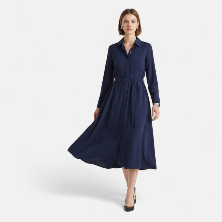 Charles Maison | Women’s Slim-Fit Cotton-Blend Midi Shirt-Dress with Belt