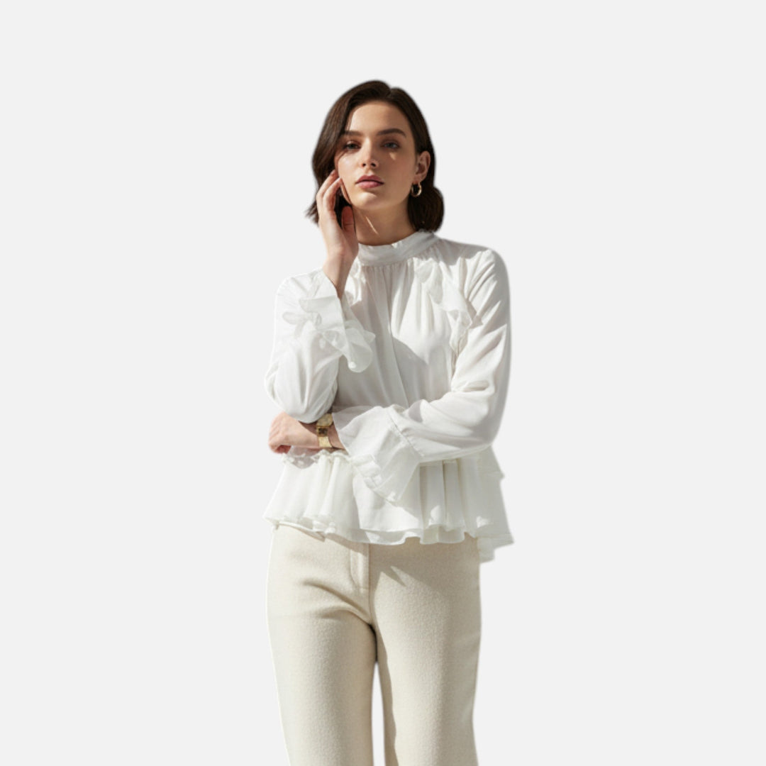 Charles Maison | Women's Elegant Chiffon Ruffled Blouse