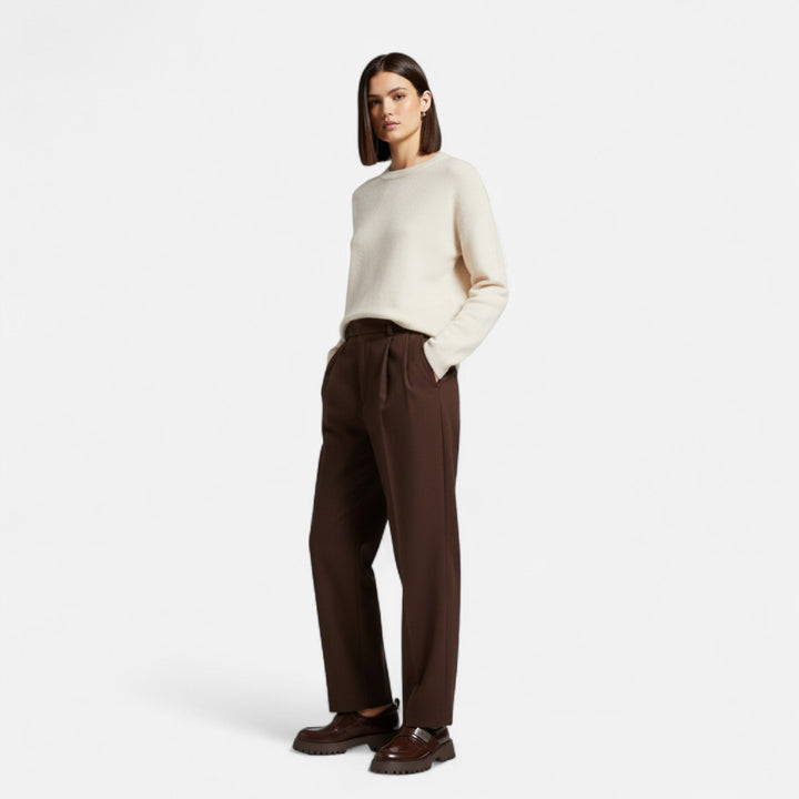 Charles Maison | Women’s Leather Derby Shoes – Round Toe Buckle Flats