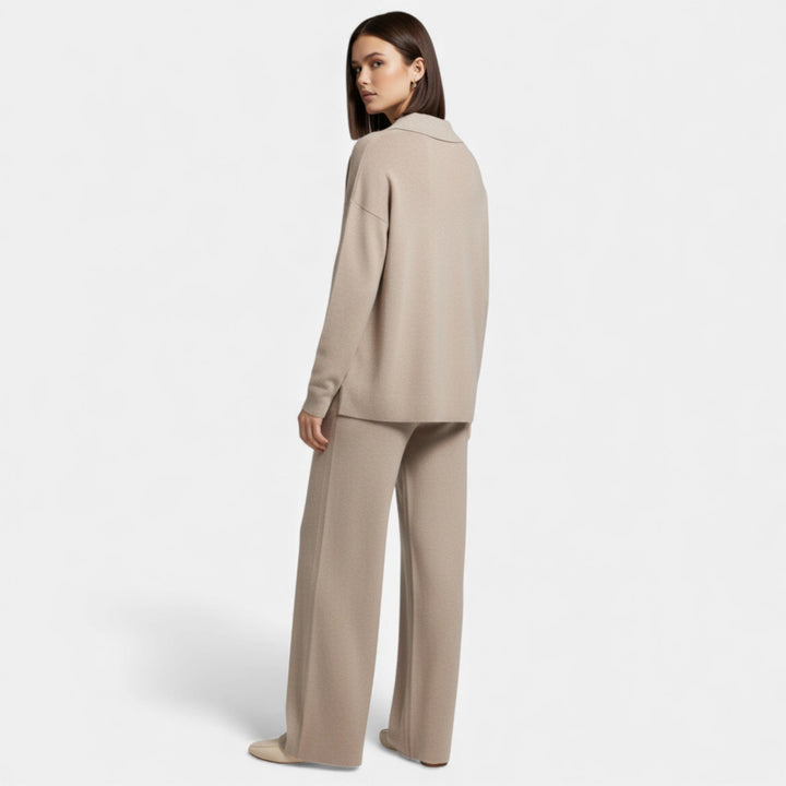 Charles Maison | Women’s Cashmere-Feel Polo Lounge Set with Elegant Knit Detail