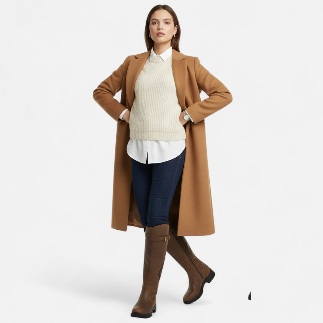 Charles Maison | Women’s Knee-High PU Leather Heel Boots – “Angel Baby” Motif