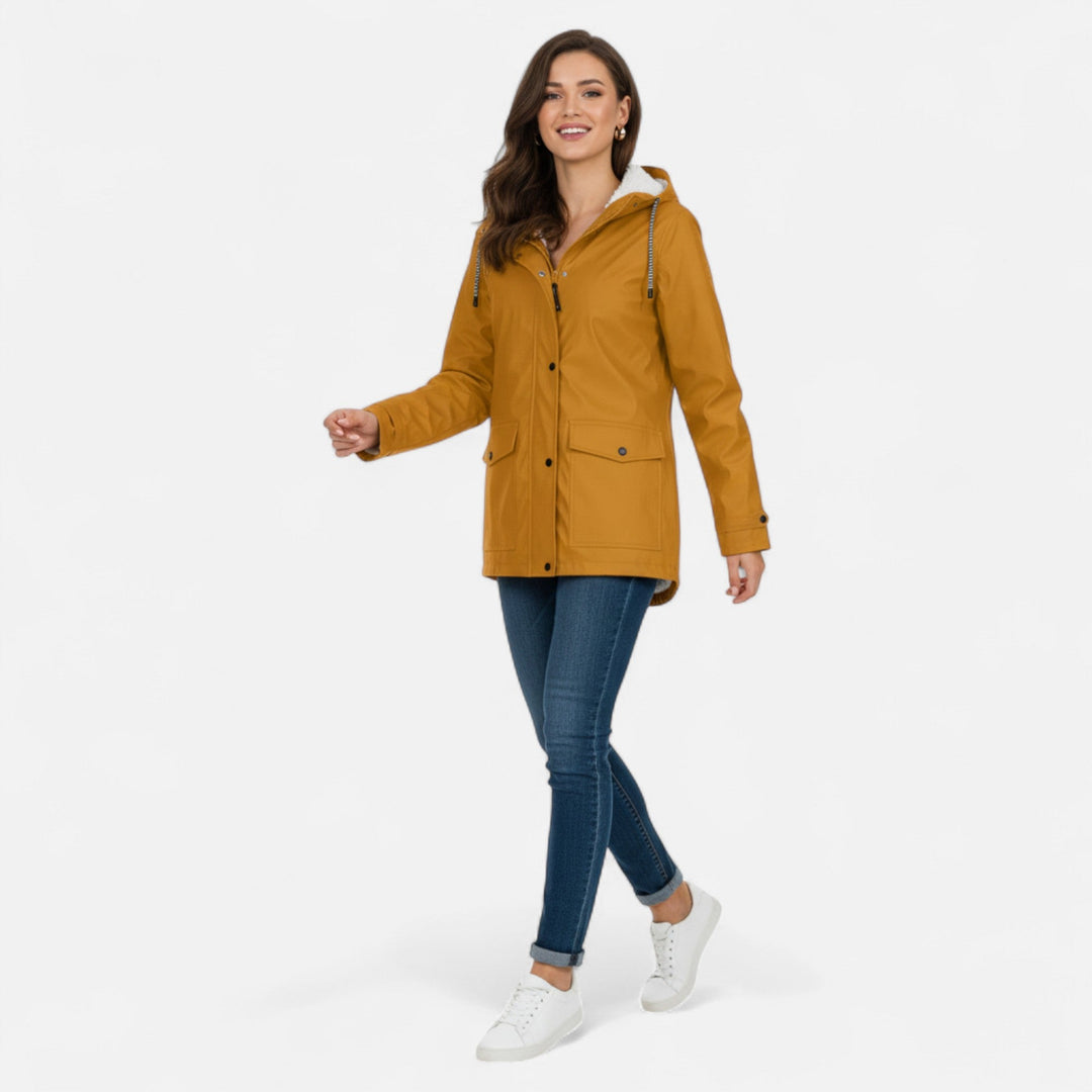 Charles Maison | Women’s Hooded Ski Coat in Plush Velvet Windproof