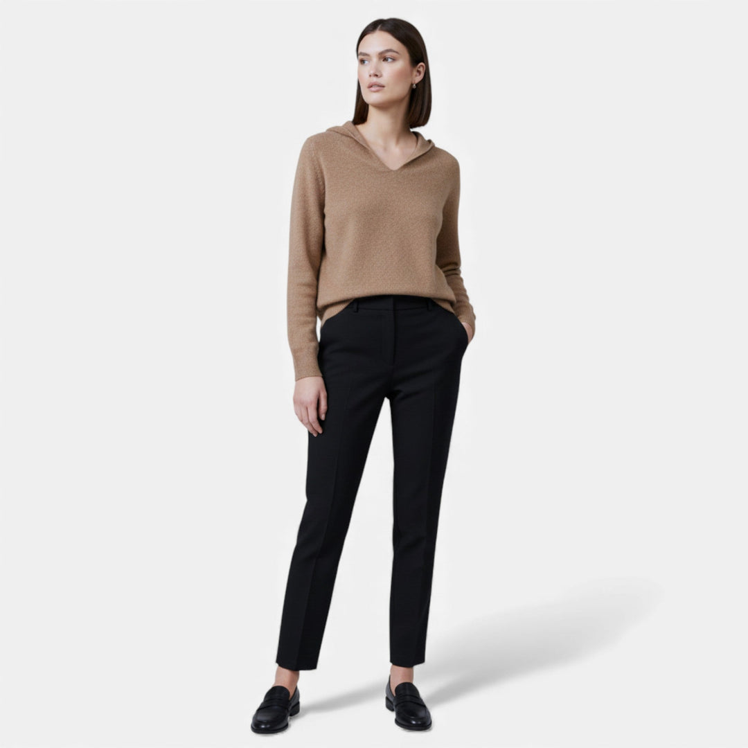 Charles Maison | Women’s Loose Wool Knitted V-Neck Hoodie