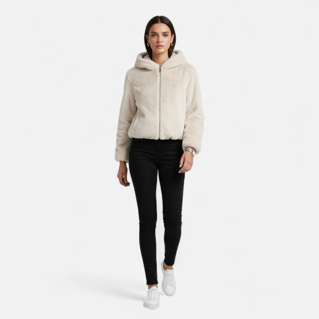 Charles Maison | Women’s Hooded Faux Fur Coat – Winter Luxe Comfort