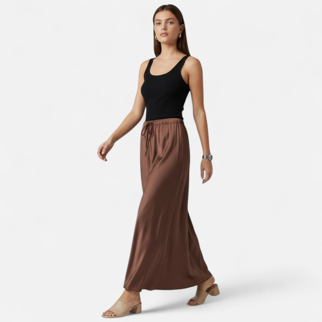 Charles Maison | Women's Elegant High-Waist Satin Skirt