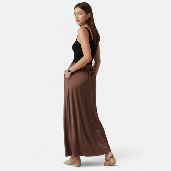 Charles Maison | Women's Elegant High-Waist Satin Skirt