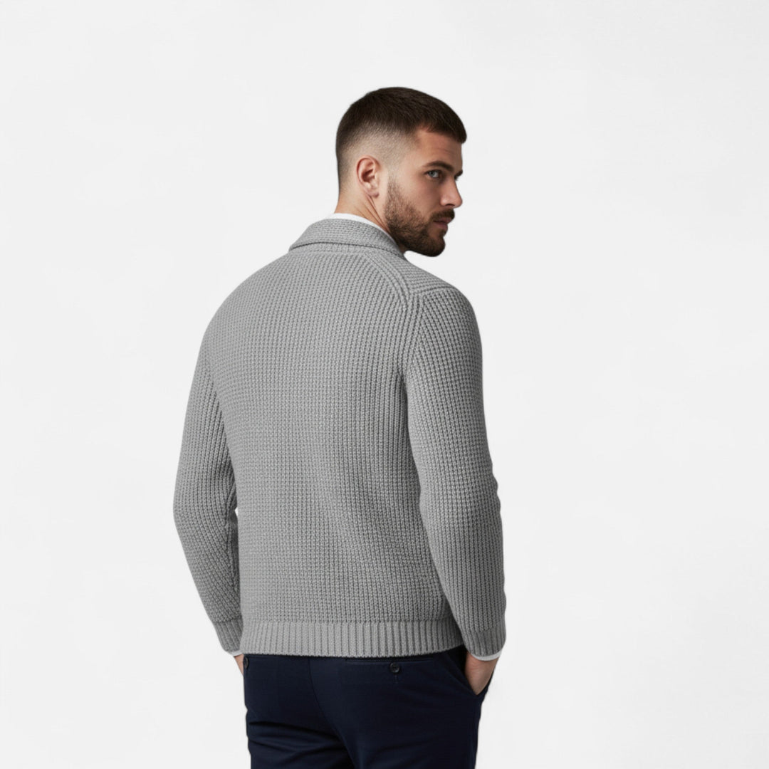 Charles Maison | Men’s Button-Up Premium Wool Cardigan – Classic Slim Fit Style