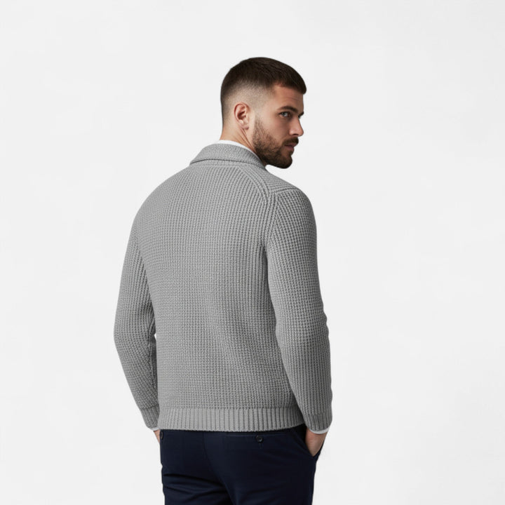 Charles Maison | Men’s Button-Up Premium Wool Cardigan – Classic Slim Fit Style