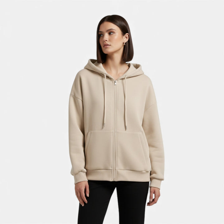 Charles Maison | Women’s Zip-Up Knit Hoodie for Autumn/Winter