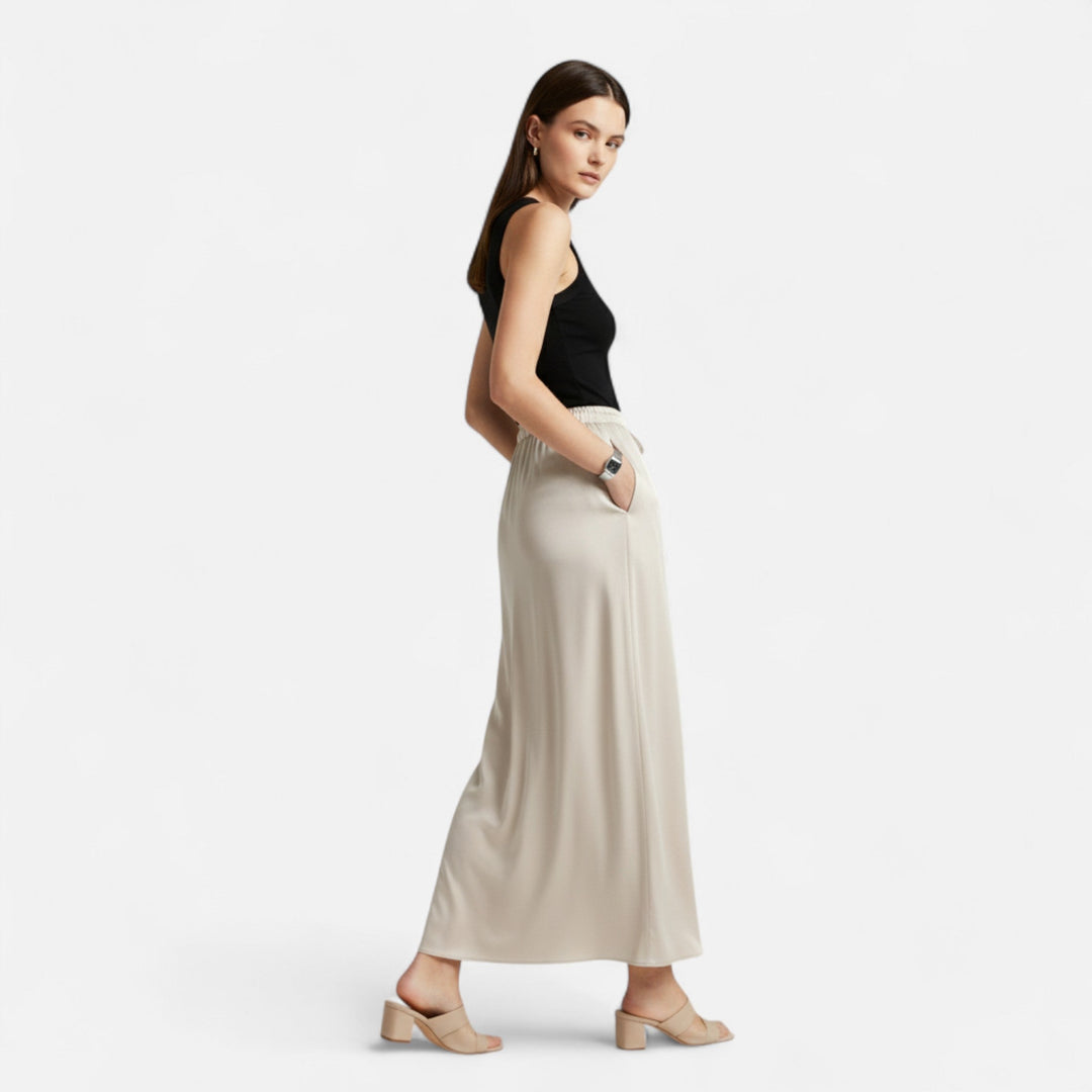 Charles Maison | Women's Elegant High-Waist Satin Skirt