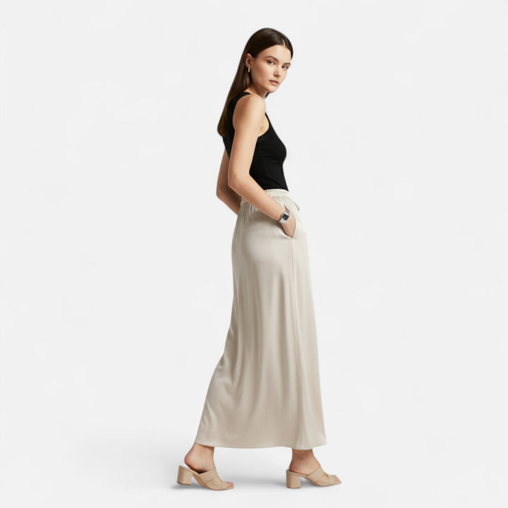 Charles Maison | Women's Elegant High-Waist Satin Skirt