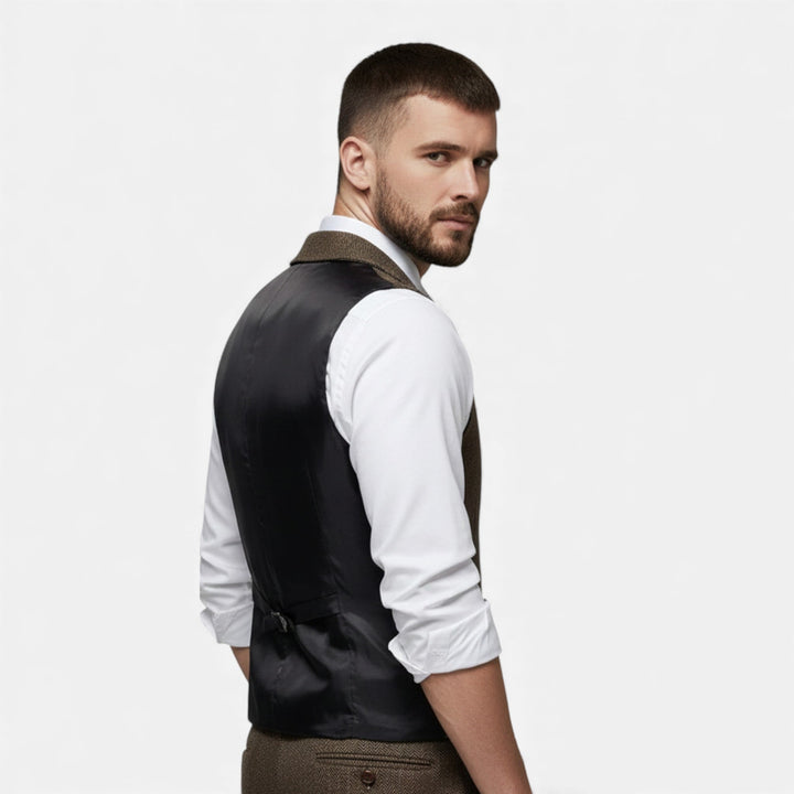 Charles Maison | Men’s Vintage Tweed Suit Vest with Lapel Chain