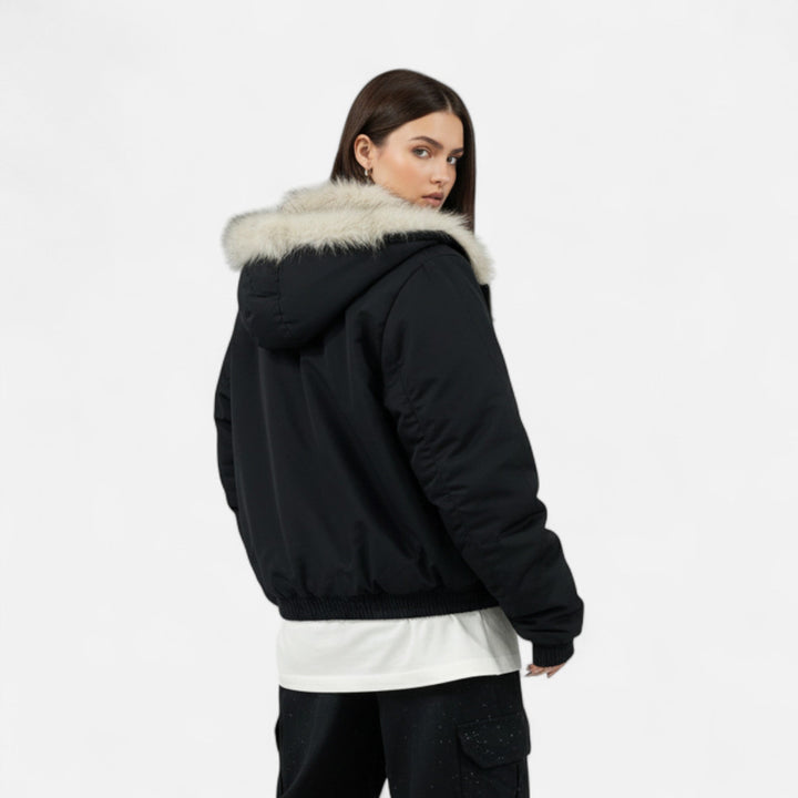 Charles Maison | Women’s Winter Hooded Coat – Fur Collar Vintage Style